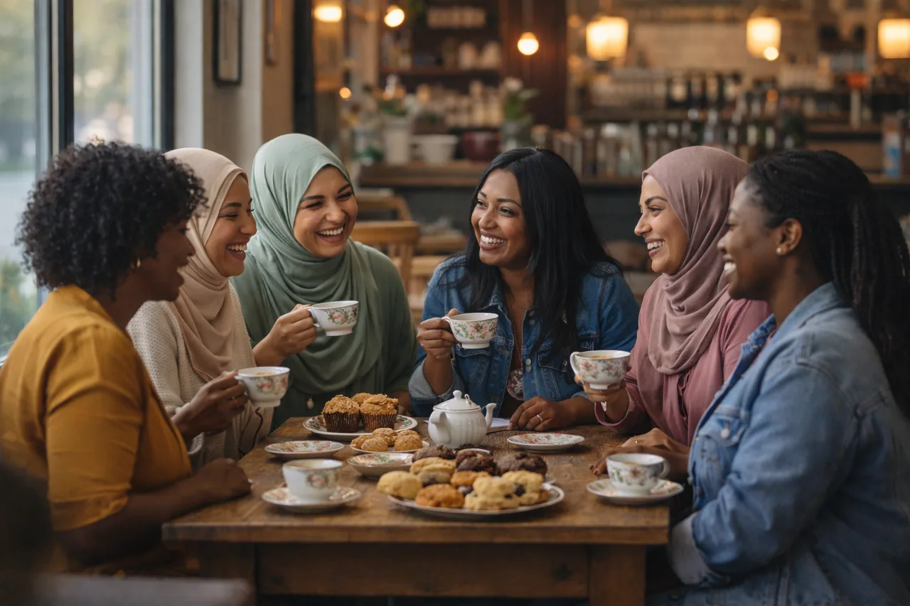 Women laughing over tea at a Communi-TEA event in Wandsworth