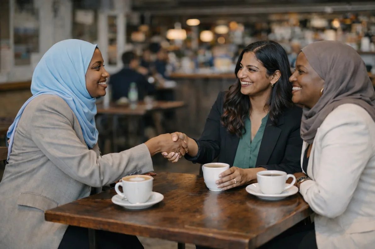 Women meeting and connecting at a community gathering