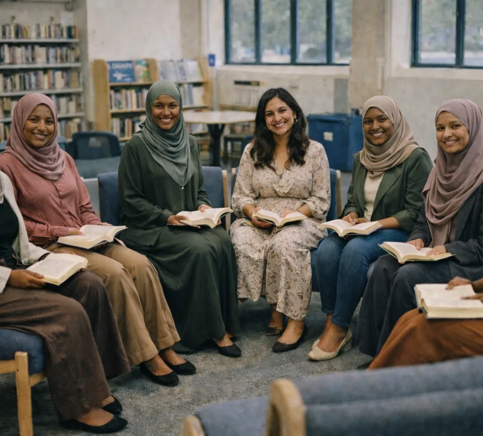 Women reading and connecting at a community gathering in Wandsworth